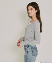 磨毛假兩件設計層次螺紋上衣