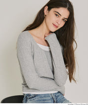 磨毛假兩件設計層次螺紋上衣