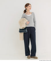 磨毛假兩件設計層次螺紋上衣