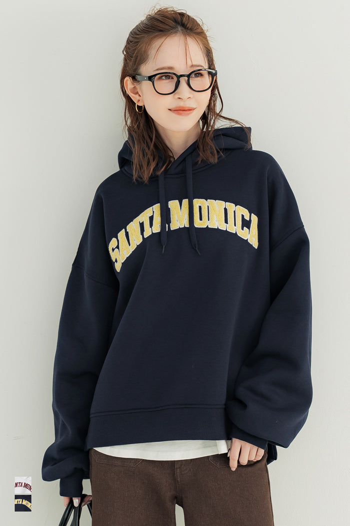 Embroidered Logo Long-Sleeved Hooded Top for Parents and Children 