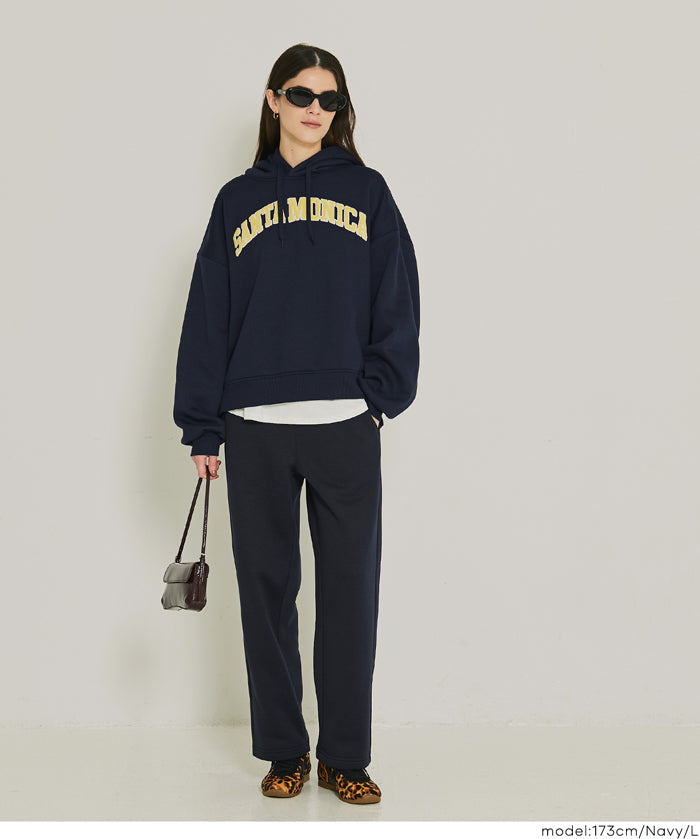 Embroidered Logo Long-Sleeved Hooded Top for Parents and Children 