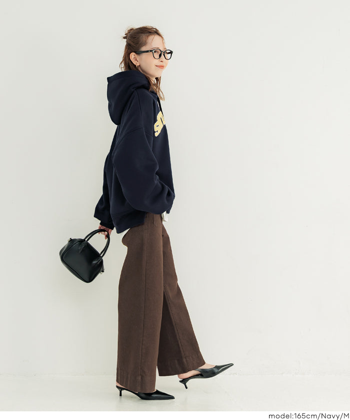 Embroidered Logo Long-Sleeved Hooded Top for Parents and Children 