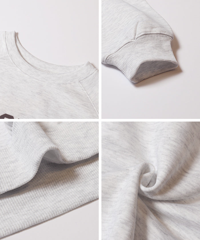 插肩袖磨毛英字LOGO長袖衛衣 親子裝