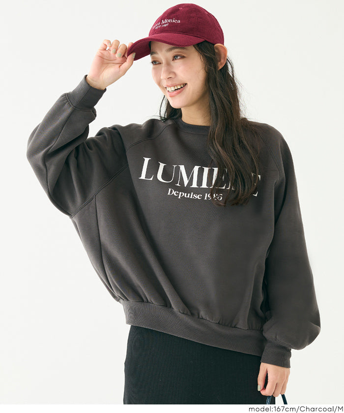 插肩袖磨毛英字LOGO長袖衛衣 親子裝