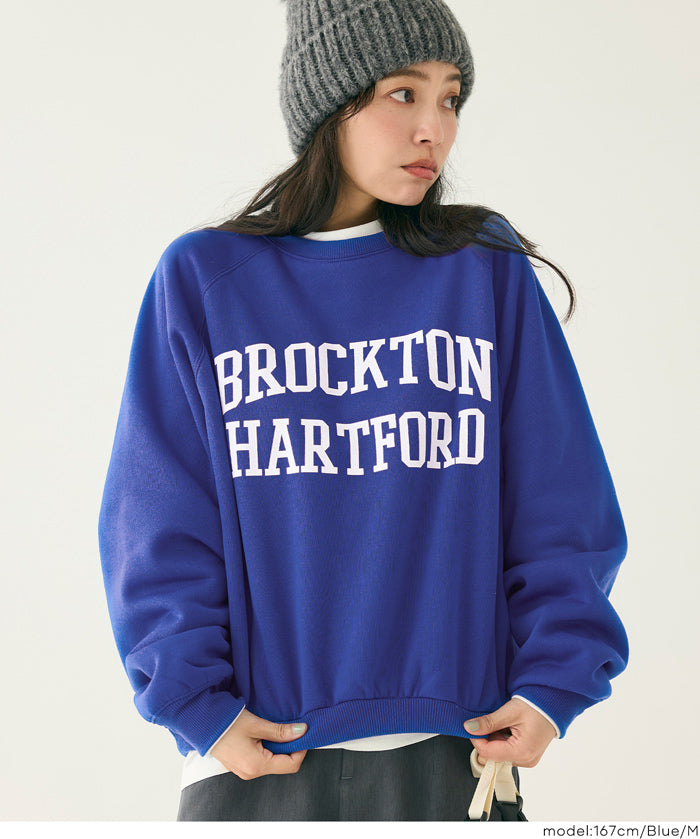 插肩袖磨毛英字LOGO長袖衛衣 親子裝