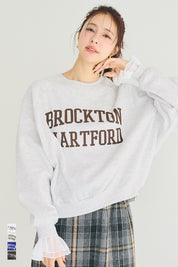 插肩袖磨毛英字LOGO長袖衛衣 親子裝