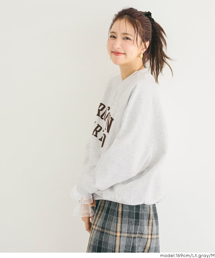 插肩袖磨毛英字LOGO長袖衛衣 親子裝