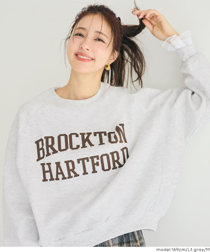 插肩袖磨毛英字LOGO長袖衛衣 親子裝