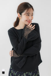 雙層蕾絲袖子造型長袖上衣