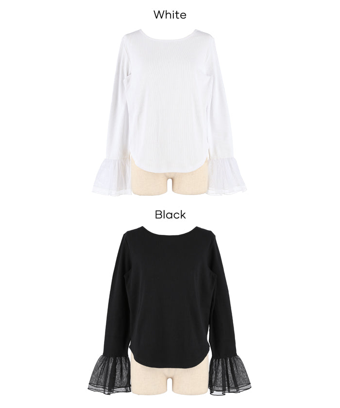 雙層蕾絲袖子造型長袖上衣