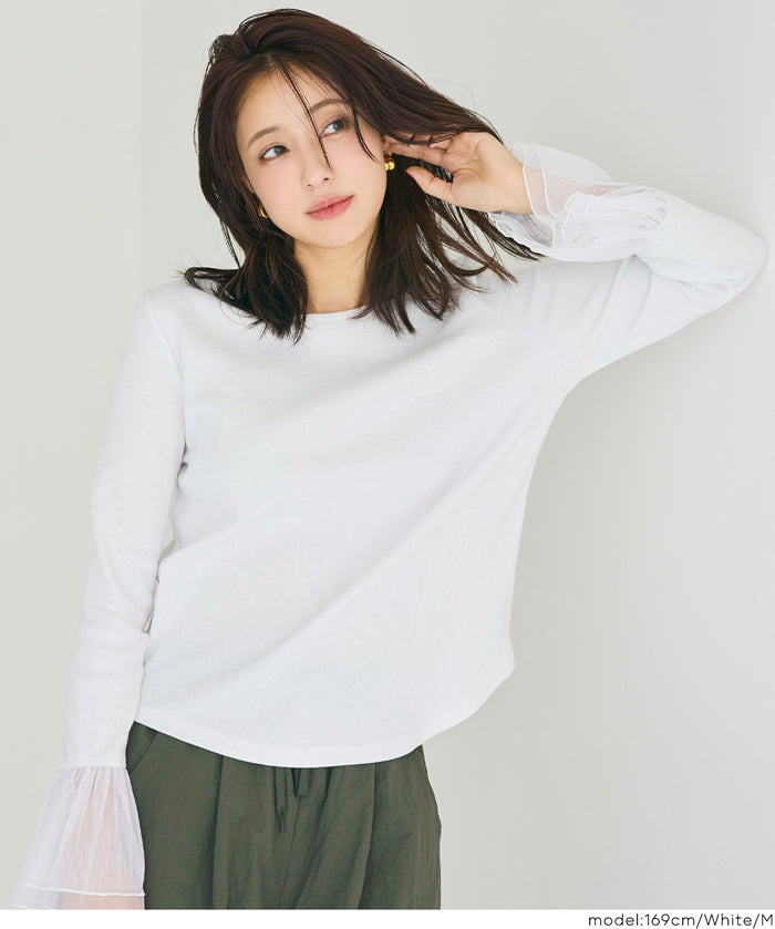 雙層蕾絲袖子造型長袖上衣