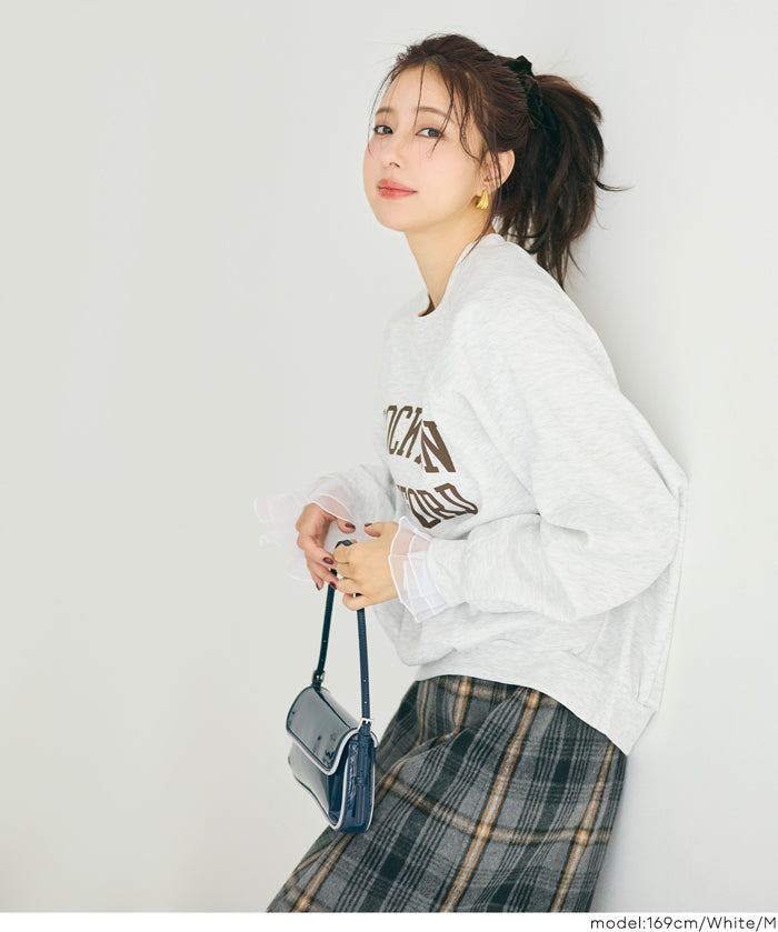 雙層蕾絲袖子造型長袖上衣