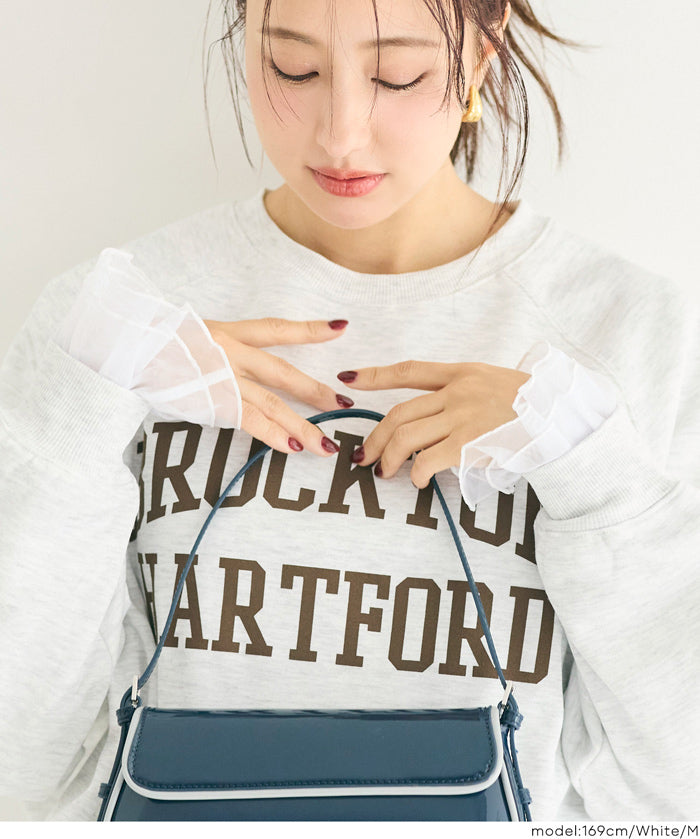 雙層蕾絲袖子造型長袖上衣