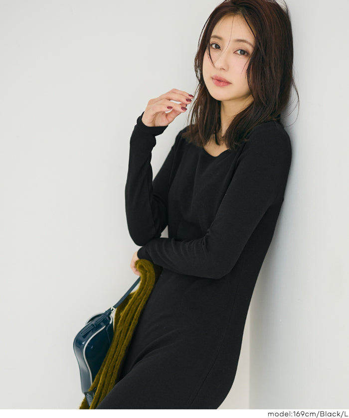 【Daily Warm】2Way磨毛螺紋貼身連身裙