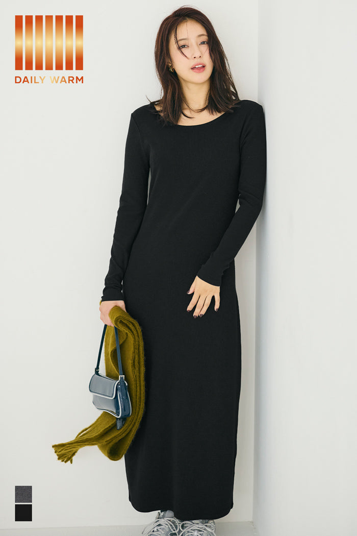 【Daily Warm】2Way磨毛螺紋貼身連身裙