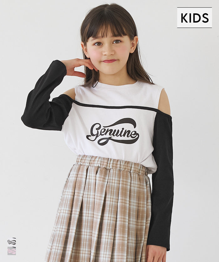 童裝運動風露肩長袖上衣