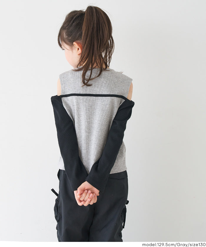 童裝運動風露肩長袖上衣