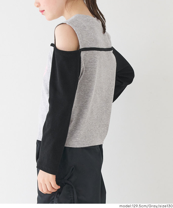 童裝運動風露肩長袖上衣