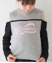 童裝運動風露肩長袖上衣