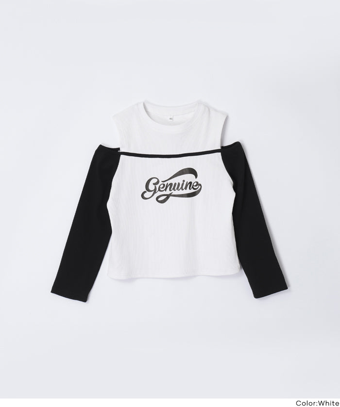 童裝運動風露肩長袖上衣