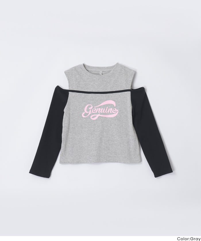 童裝運動風露肩長袖上衣