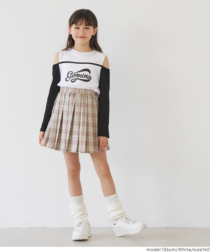 童裝運動風露肩長袖上衣