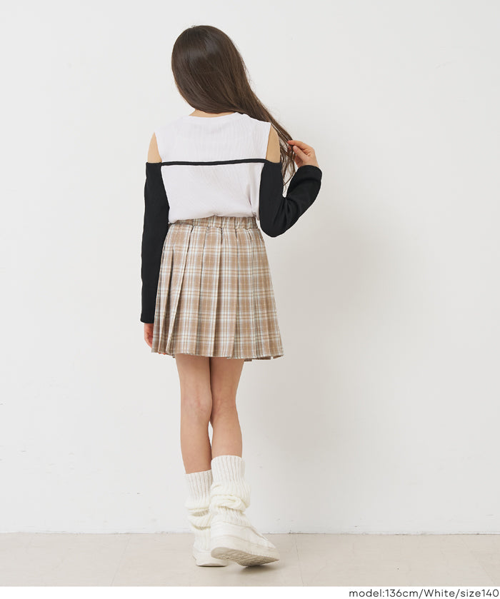 童裝運動風露肩長袖上衣