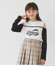 童裝運動風露肩長袖上衣