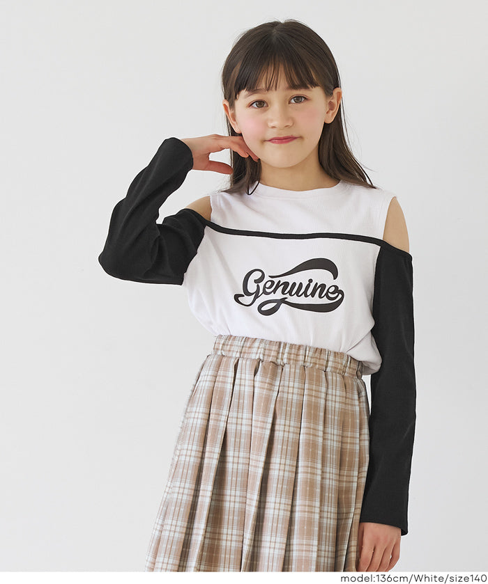 童裝運動風露肩長袖上衣