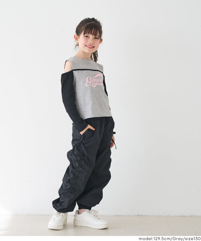 童裝運動風露肩長袖上衣