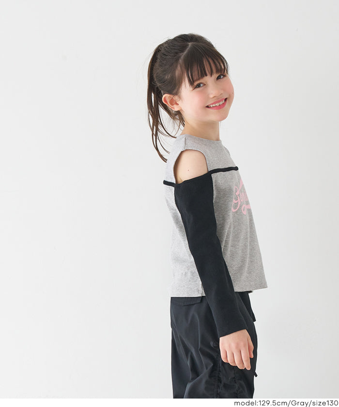 童裝運動風露肩長袖上衣