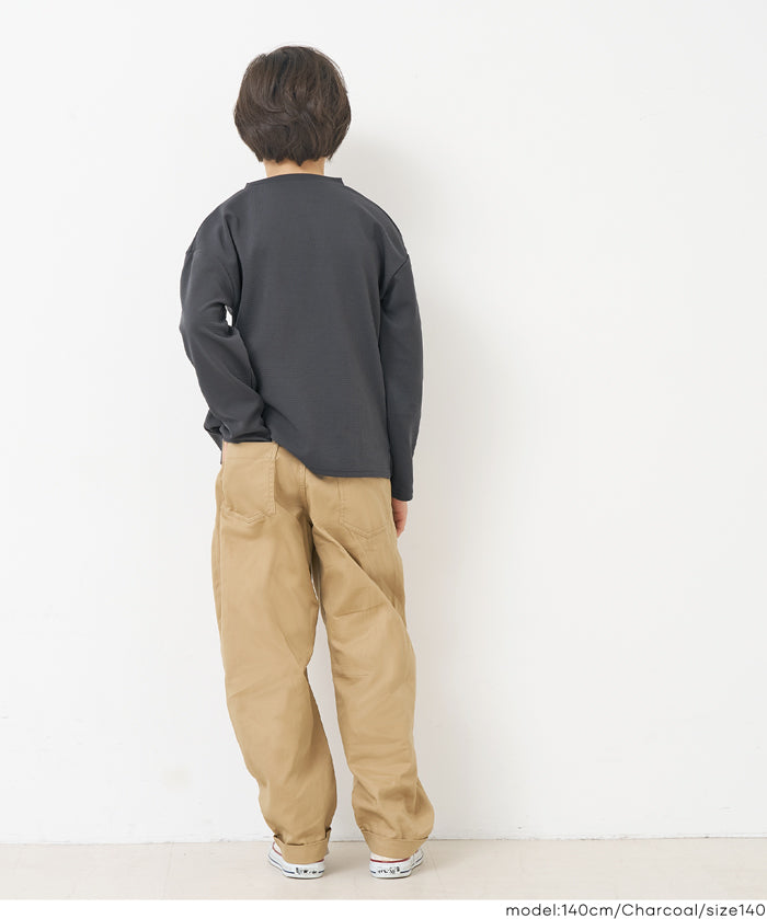 【壓紋機能】童裝刺繡LOGO長袖上衣