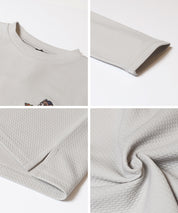 【壓紋機能】童裝刺繡LOGO長袖上衣