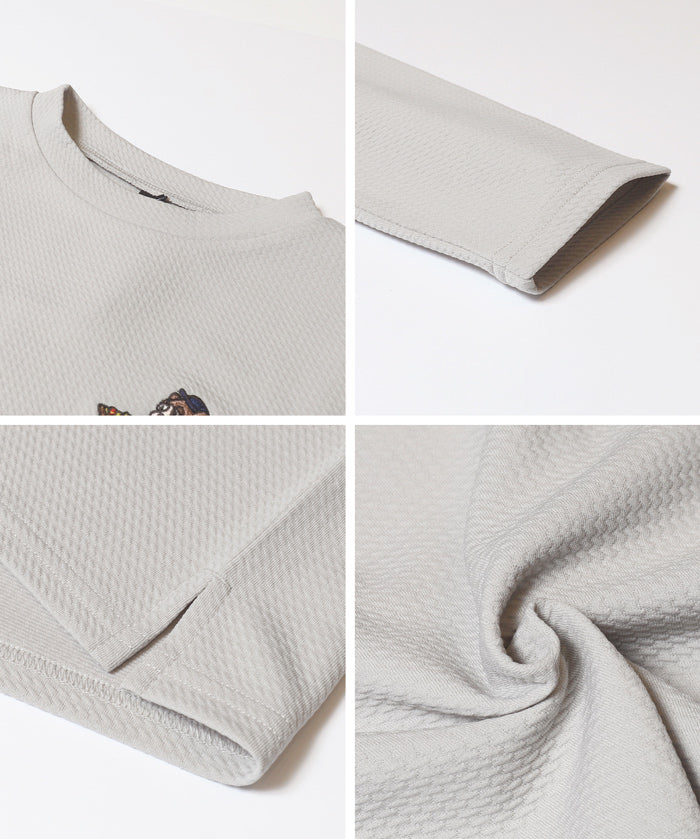 【壓紋機能】童裝刺繡LOGO長袖上衣