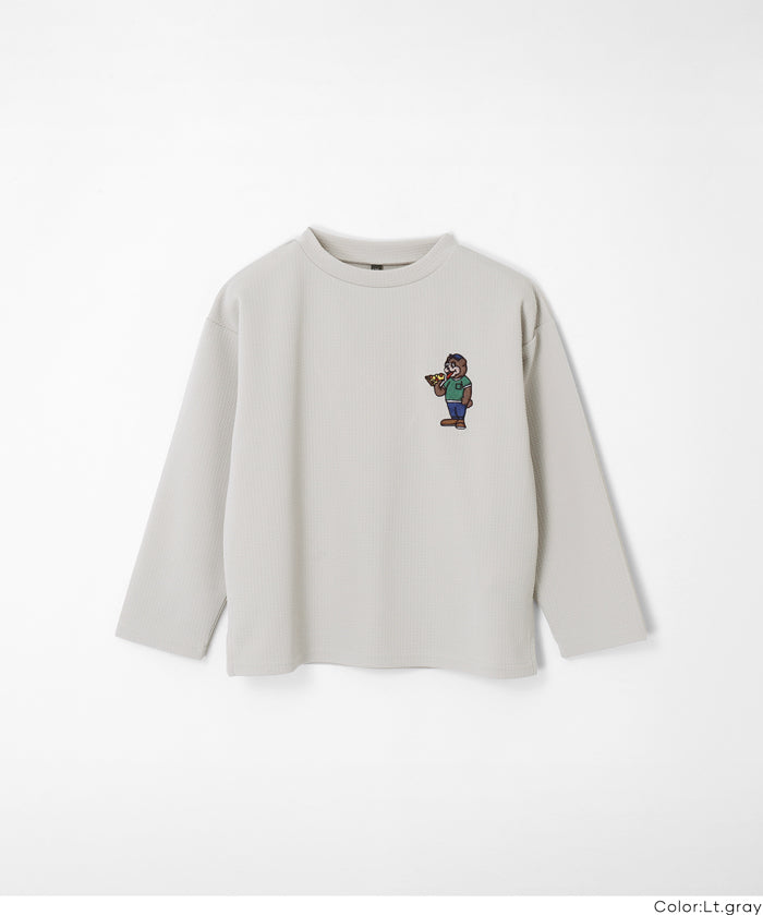 【壓紋機能】童裝刺繡LOGO長袖上衣