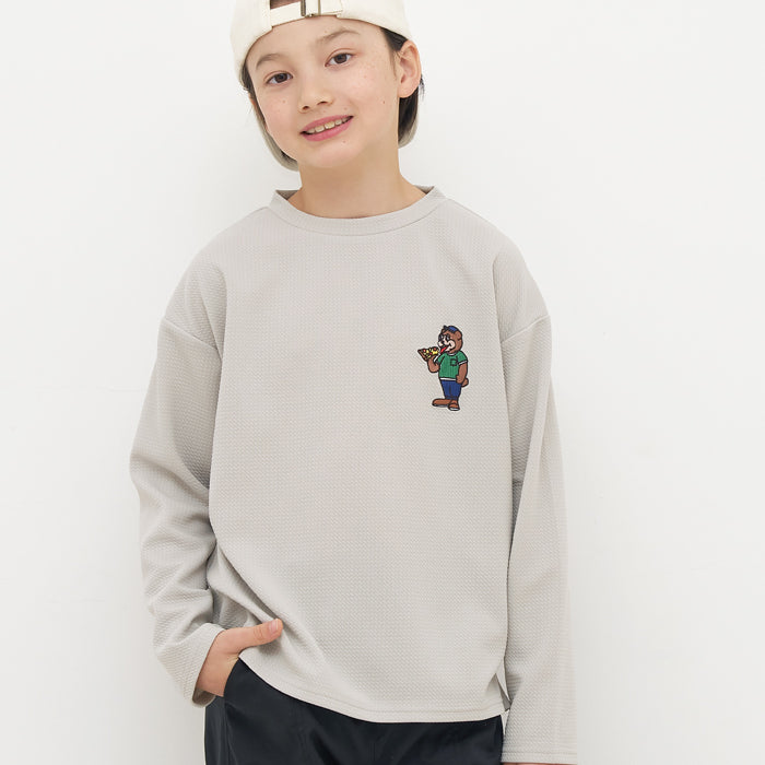 【壓紋機能】童裝刺繡LOGO長袖上衣