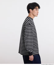 男裝寬鬆條紋圓領上衣