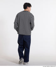男裝寬鬆條紋圓領上衣