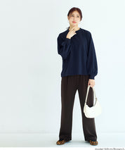 彈性百褶休閒寬褲