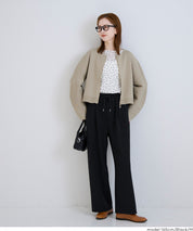 彈性百褶休閒寬褲