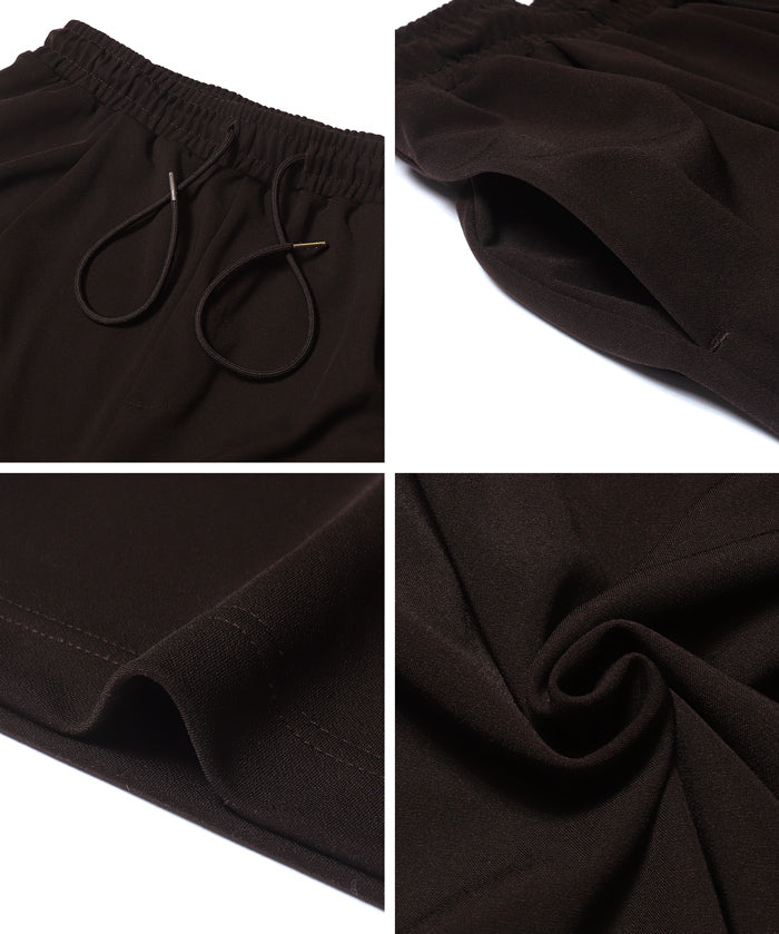 彈性百褶休閒寬褲