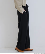 彈性百褶休閒寬褲