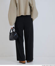 彈性百褶休閒寬褲