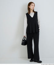 彈性百褶休閒寬褲