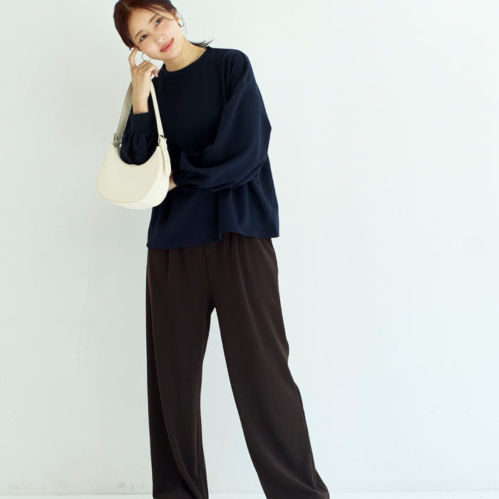 彈性百褶休閒寬褲