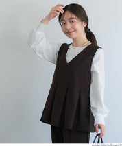 彈性面料v領娃娃背心上衣