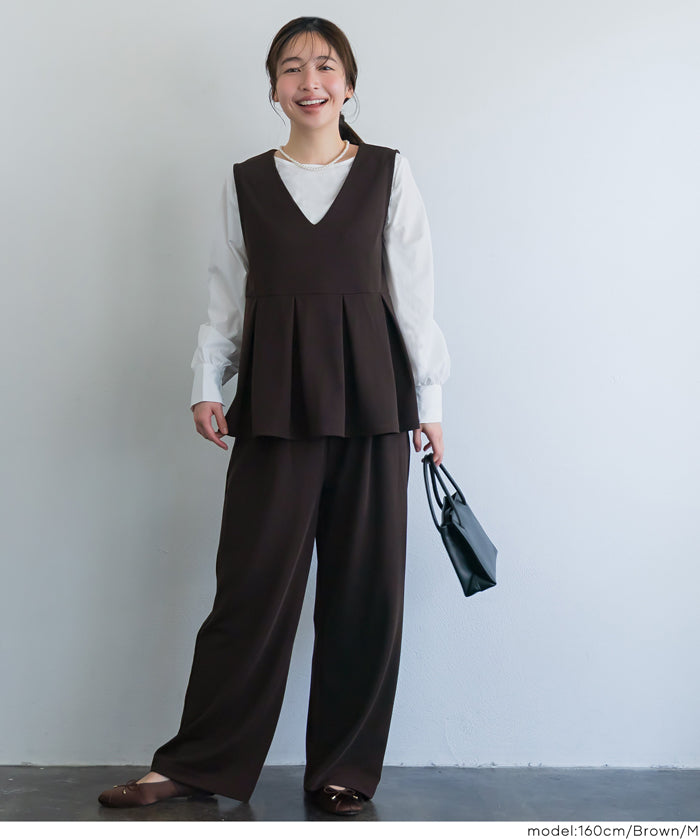 彈性面料v領娃娃背心上衣