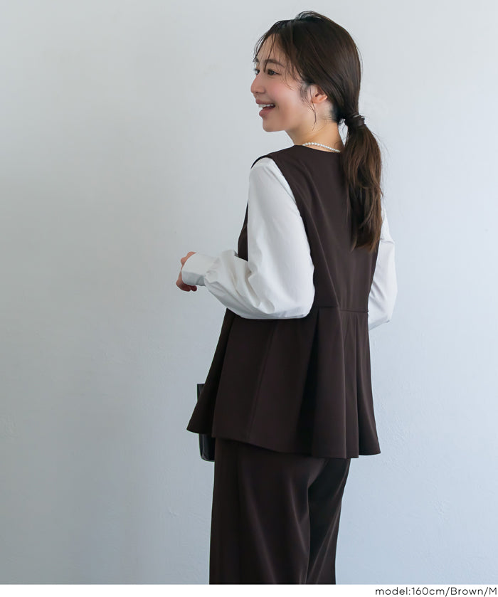 彈性面料v領娃娃背心上衣