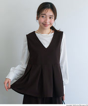 彈性面料v領娃娃背心上衣
