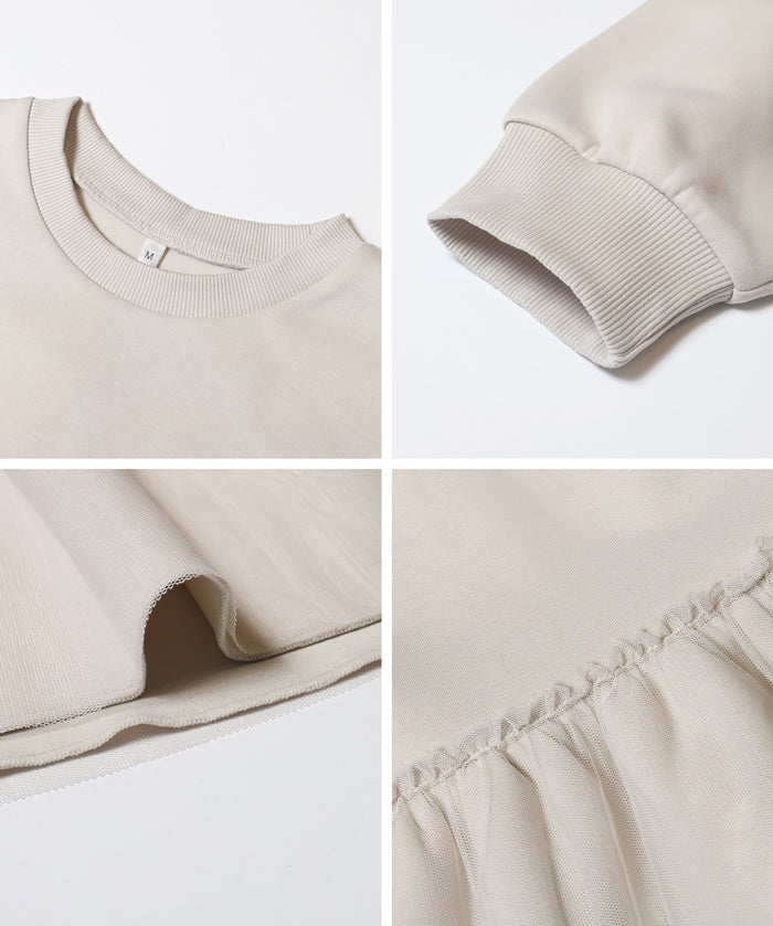 【柔軟太空棉】日系薄紗雙層拼接長袖娃娃衣